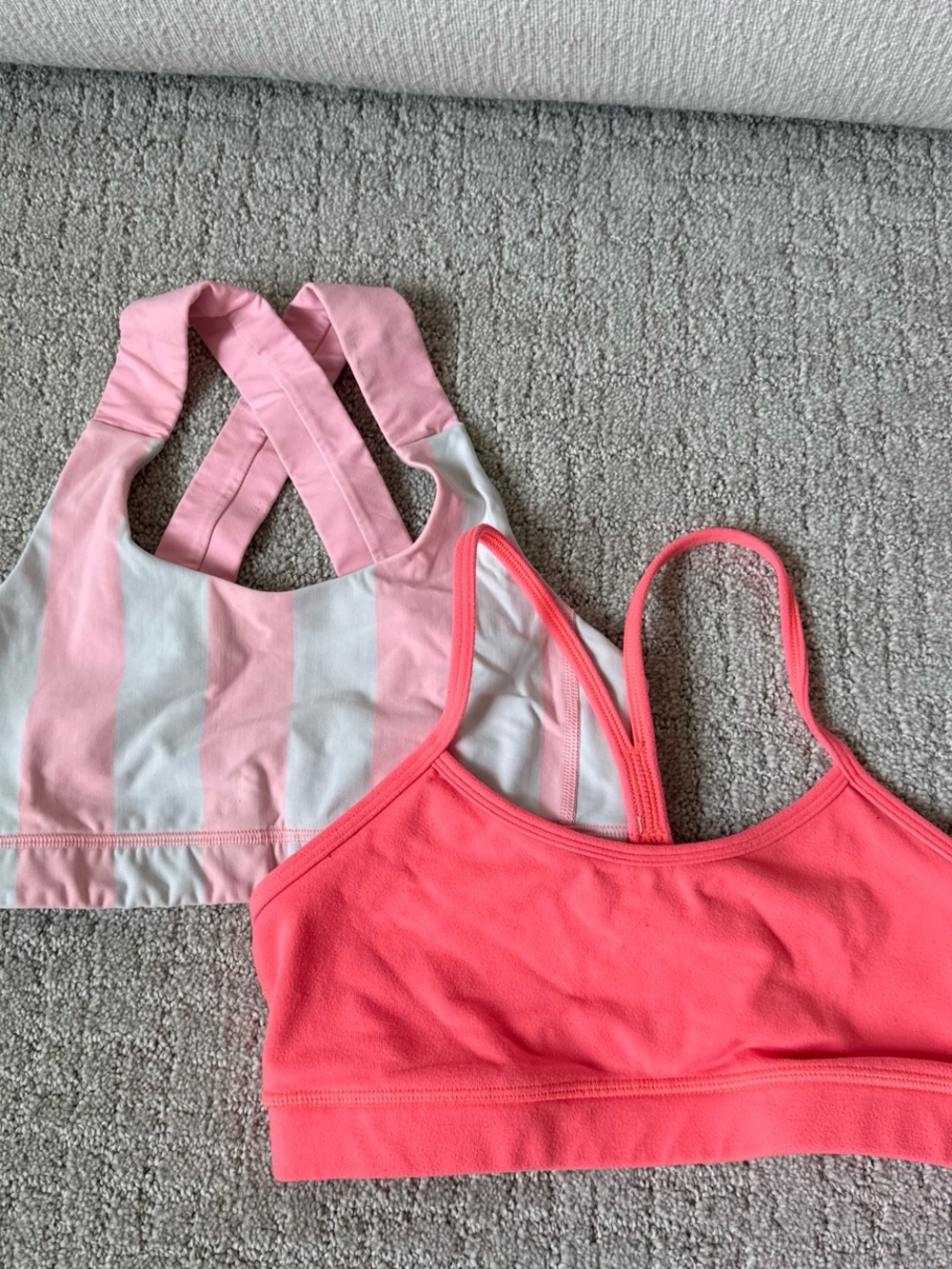 lululemon athletica Pink Stripe & Coral Sports Bra Duo